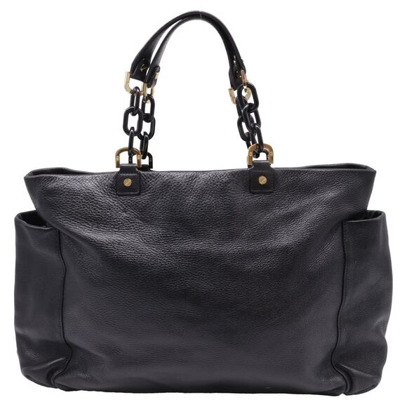 Tory Burch Chain Strap Detailed Tote Bag in Black Leather